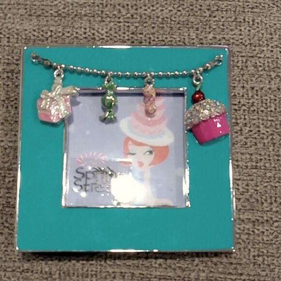 Spring Street Turquoise Square Picture Frame w Charms NWT - Picture 1 of 3